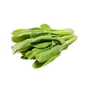 Fresh komatsuna mustard spinach bunch with leafy green greens and stems