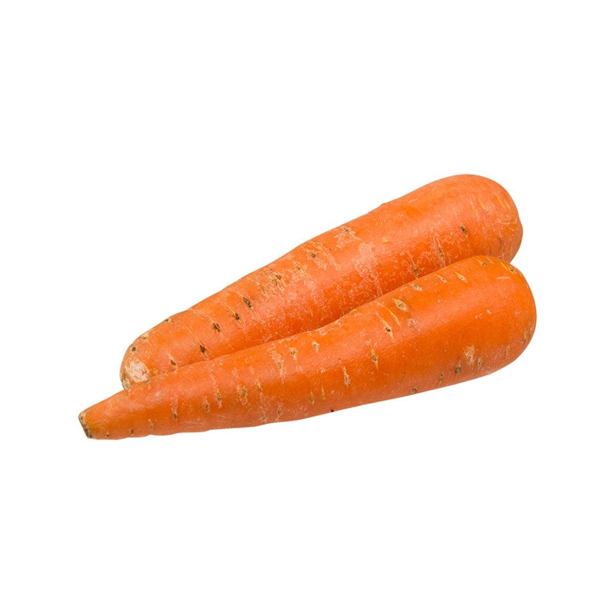 Japanese carrots, two whole orange roots with tapered ends
