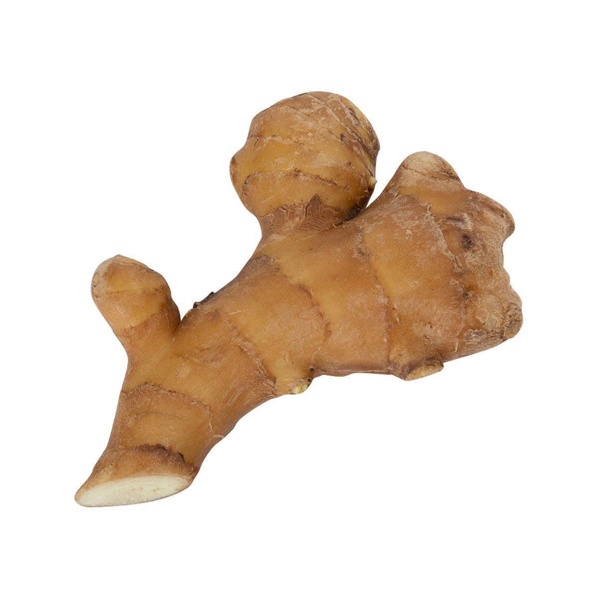 Fresh ginger root, knobby brown with pale beige tip