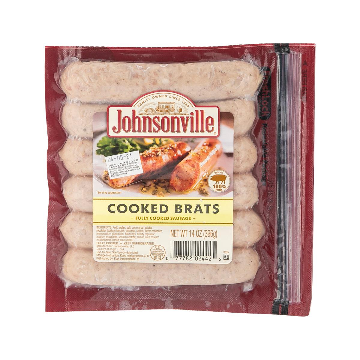 JOHNSONVILLE cooked bratwurst sausages in sealed tray, 360 g package