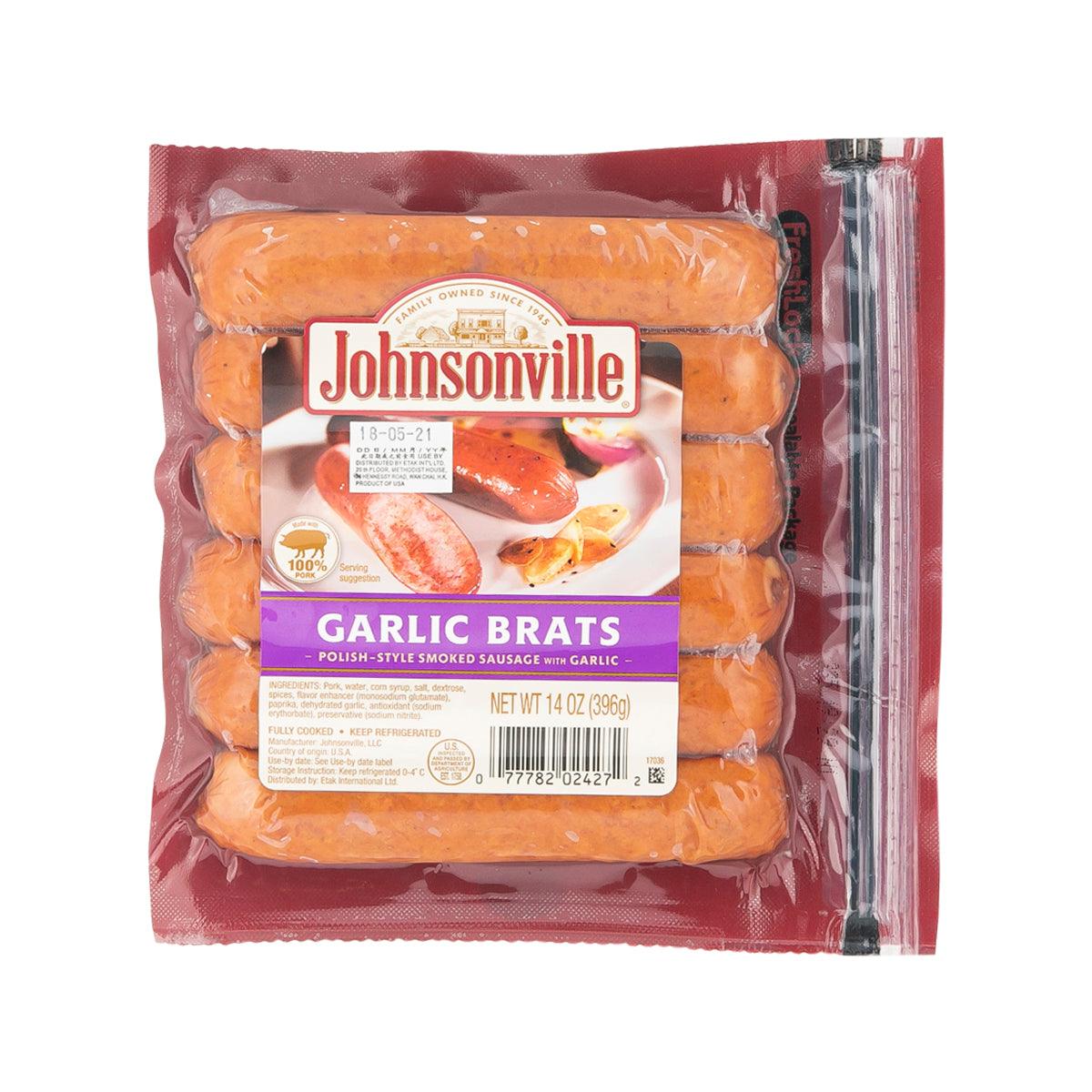 Garlic brats Polish-style smoked sausage in 14 oz resealable package