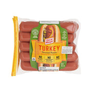 Oscar Mayer uncured turkey franks in sealed package, ready for refrigeration