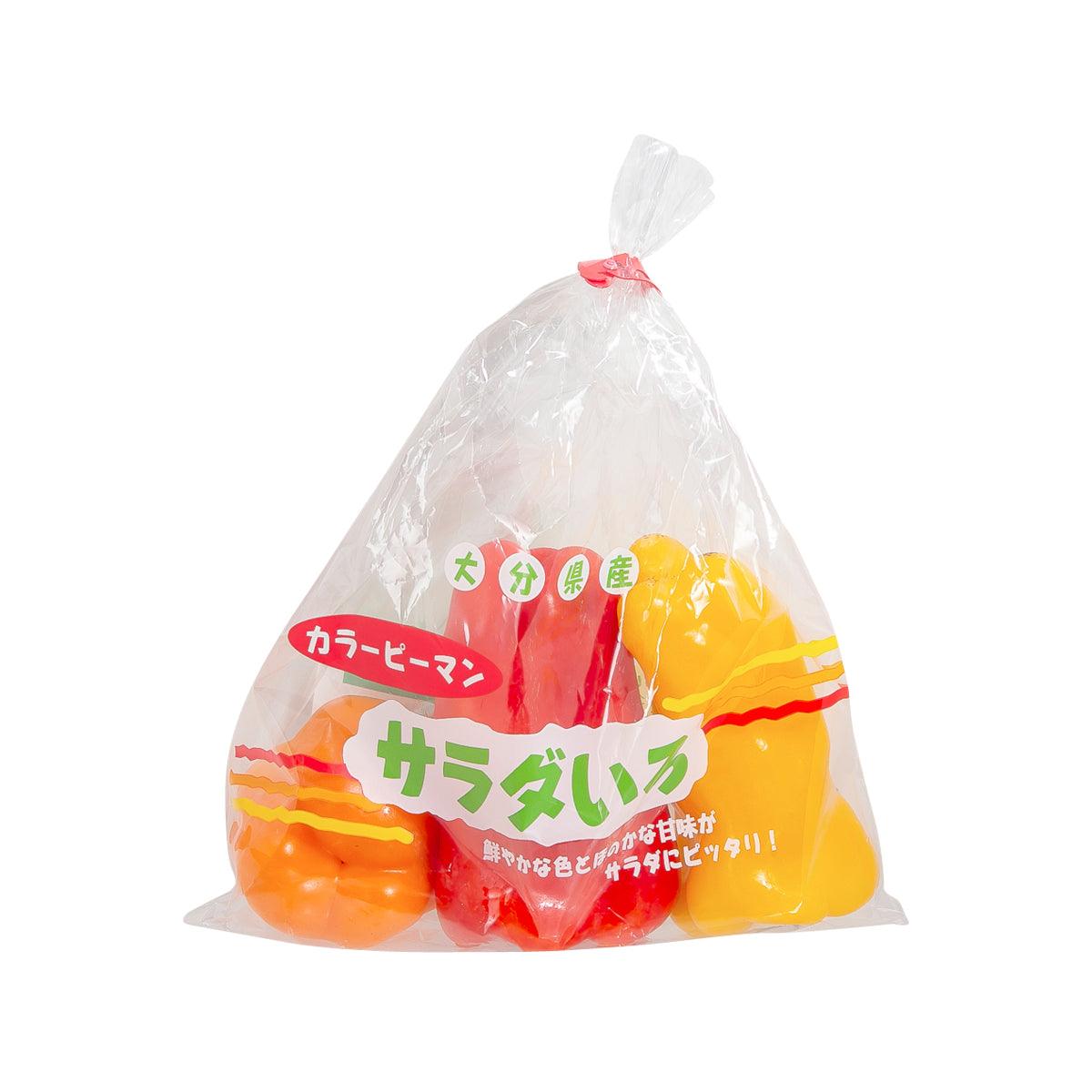 Bagged mix of bell peppers with red, orange, and yellow peppers inside