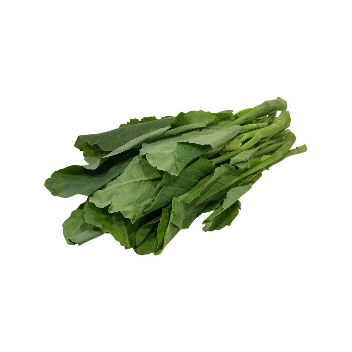 Organic baby kale bunch, fresh dark green leaves and stems