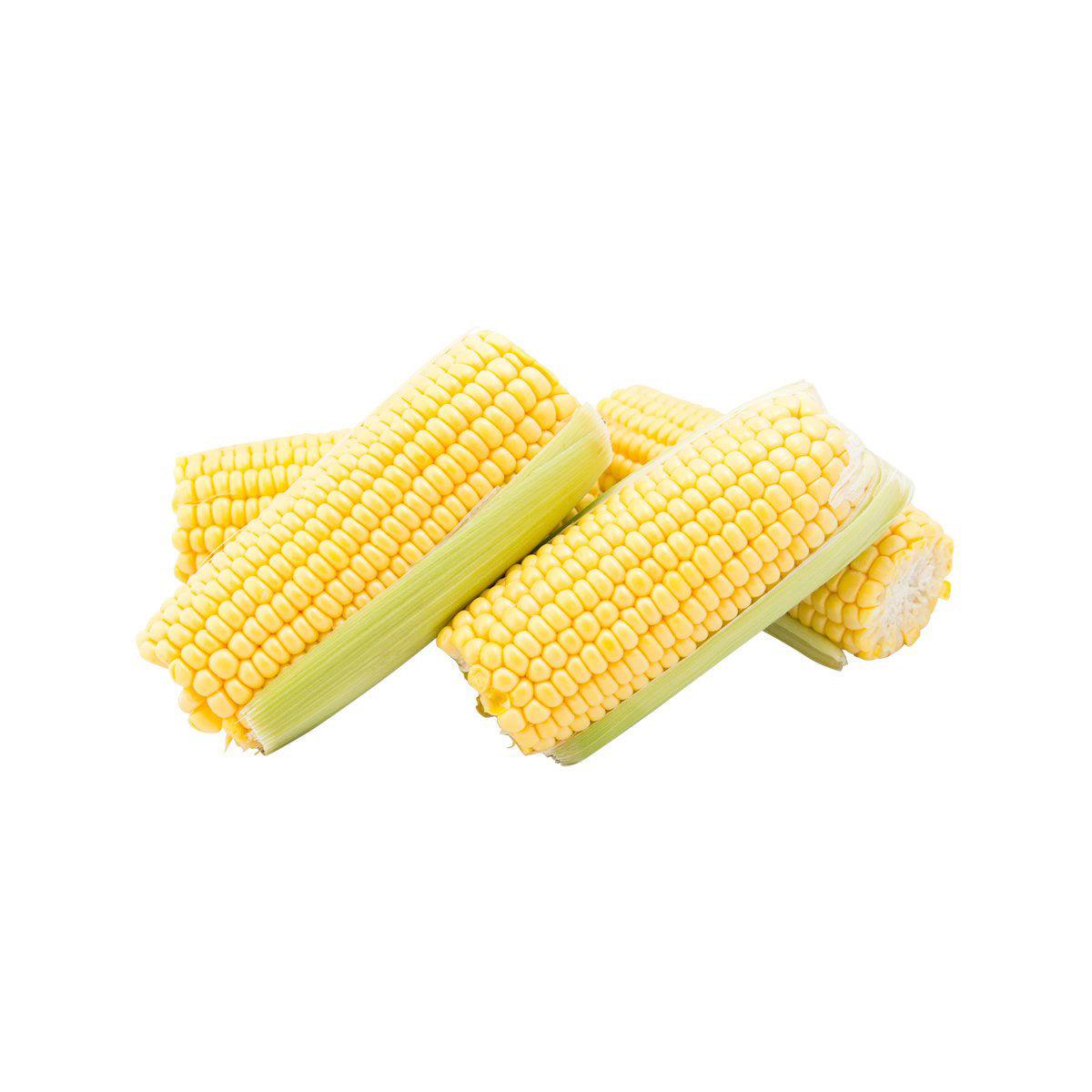 Sweet corn on the cob, sliced into yellow segments