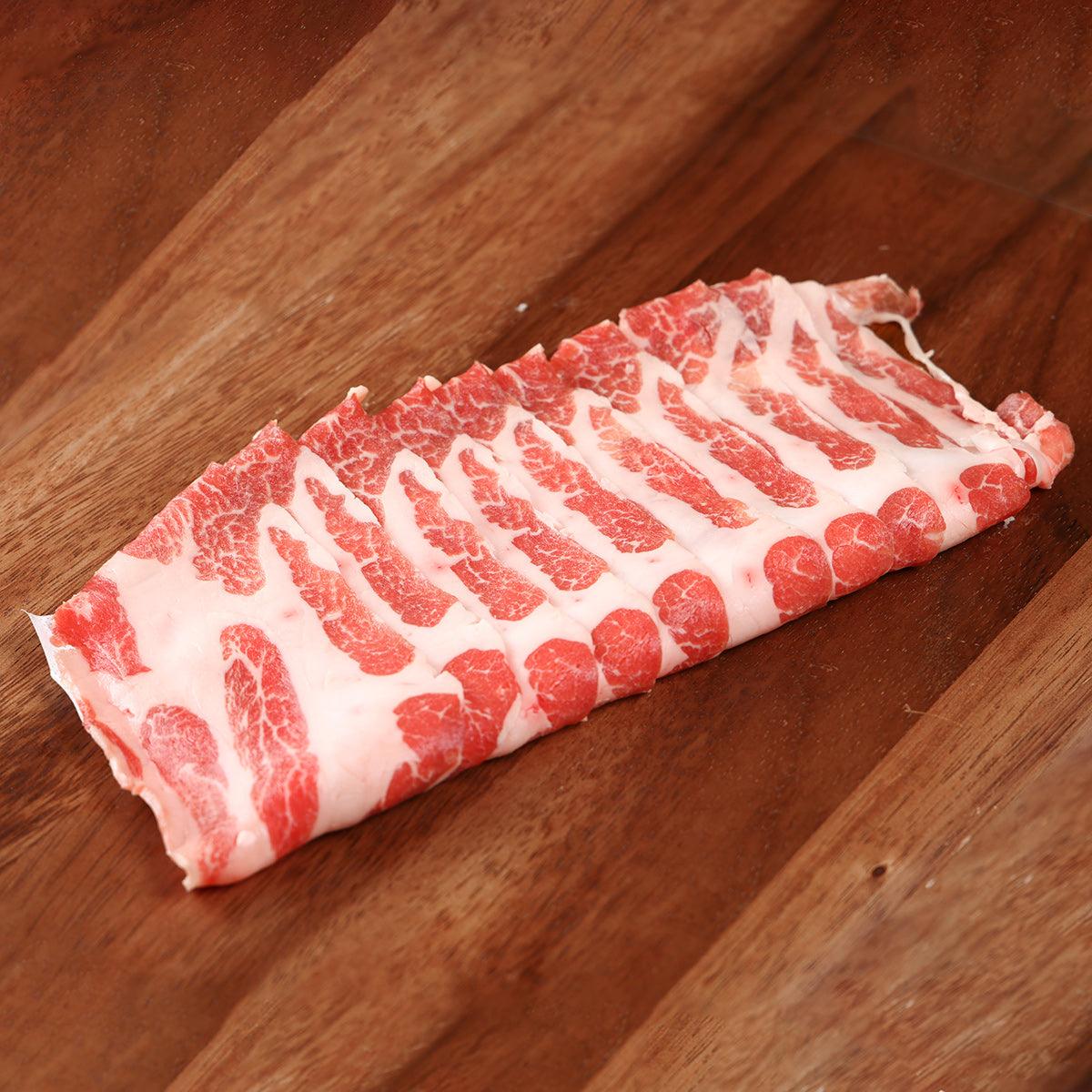 CITYSUPER Iberico pork slices with red-and-white marbling, ready for shabu shabu