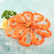 Thai cooked vannamei prawns, 10 pieces, curled orange shrimp