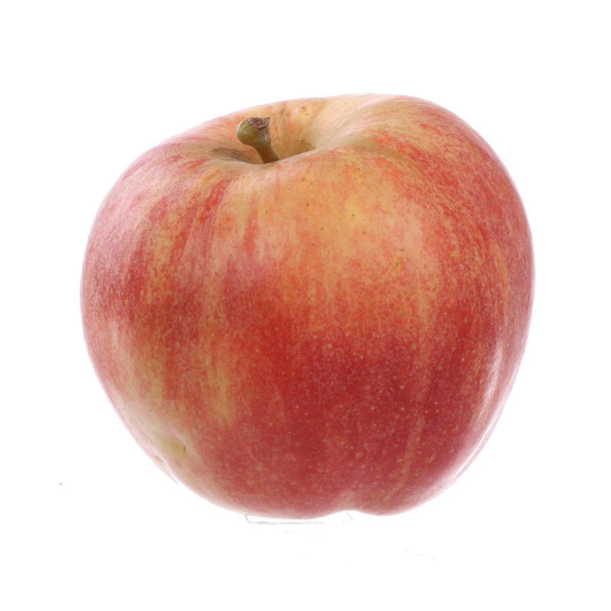 French Gala apple, red-orange with green stem