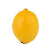 Whole organic lemon with bright yellow, textured peel