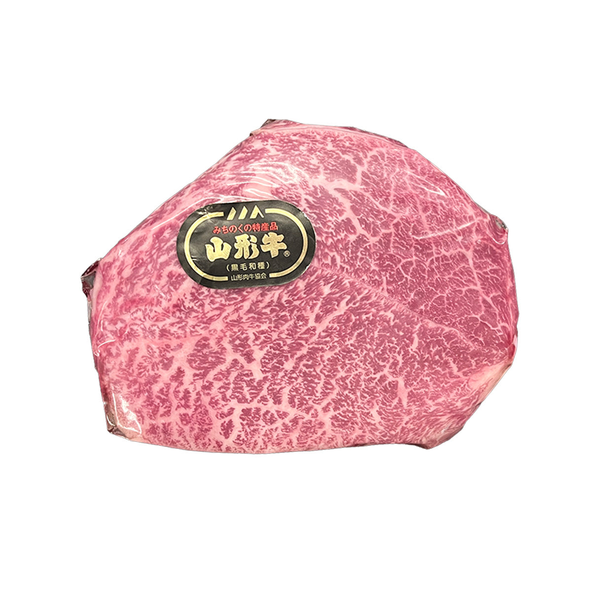 A5 wagyu beef steak with gold label, red with dense marbling