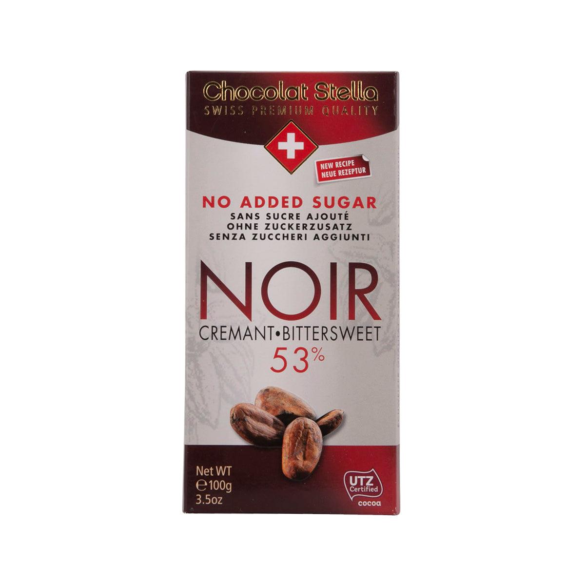 No added sugar 53% bittersweet chocolate bar, Noir 100g box