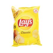 Lay's Classic potato chips bag, yellow front with Lay's and Classic text