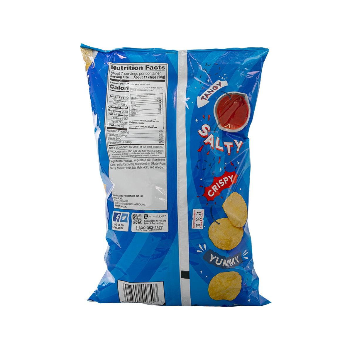 LAY'S Salt & Vinegar potato chips bag back with Nutrition Facts panel and barcode
