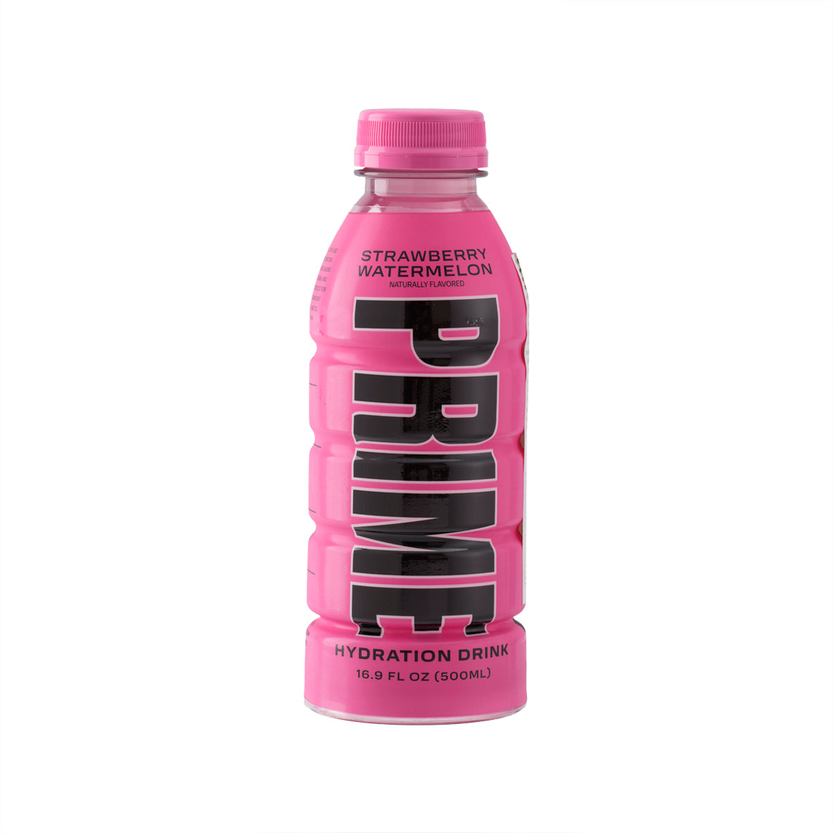 500 mL strawberry watermelon hydration drink bottle, pink with bold front label