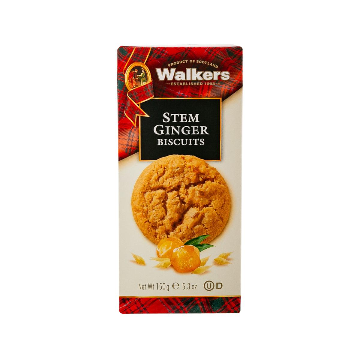 Ginger biscuits pack, red tartan front with cookie illustration