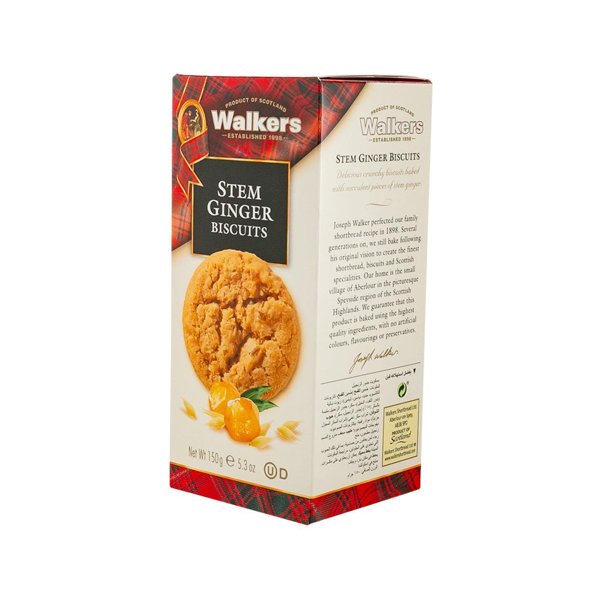 Ginger biscuits pack, angled side with cookie graphic and product text
