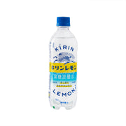 KIRIN carbonated lemon water PET bottle with blue cap, front label view