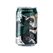 330 mL sparkling water can, green Ocean Bomb design with character artwork