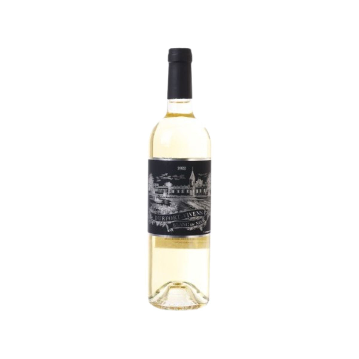 2022 750 mL wine bottle, pale gold with black label