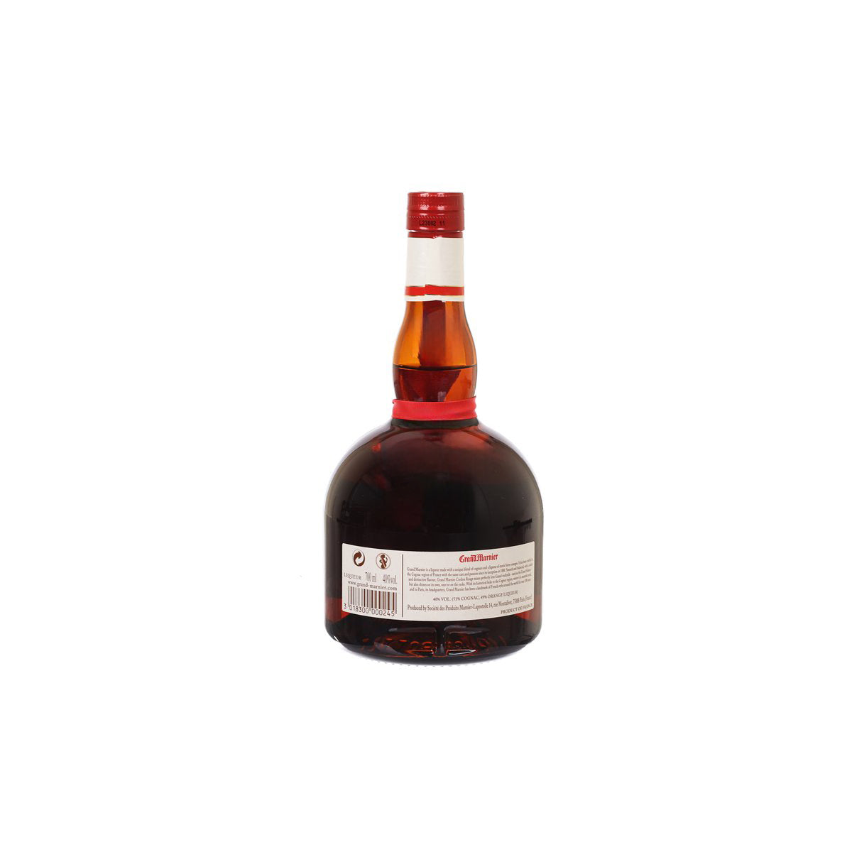 Grand Marnier Cordon Rouge 700mL bottle with back label and red foil cap