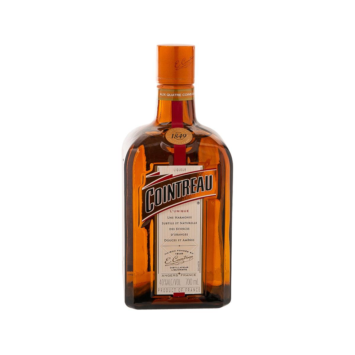 Cointreau liqueur bottle with amber glass and label, 700 mL