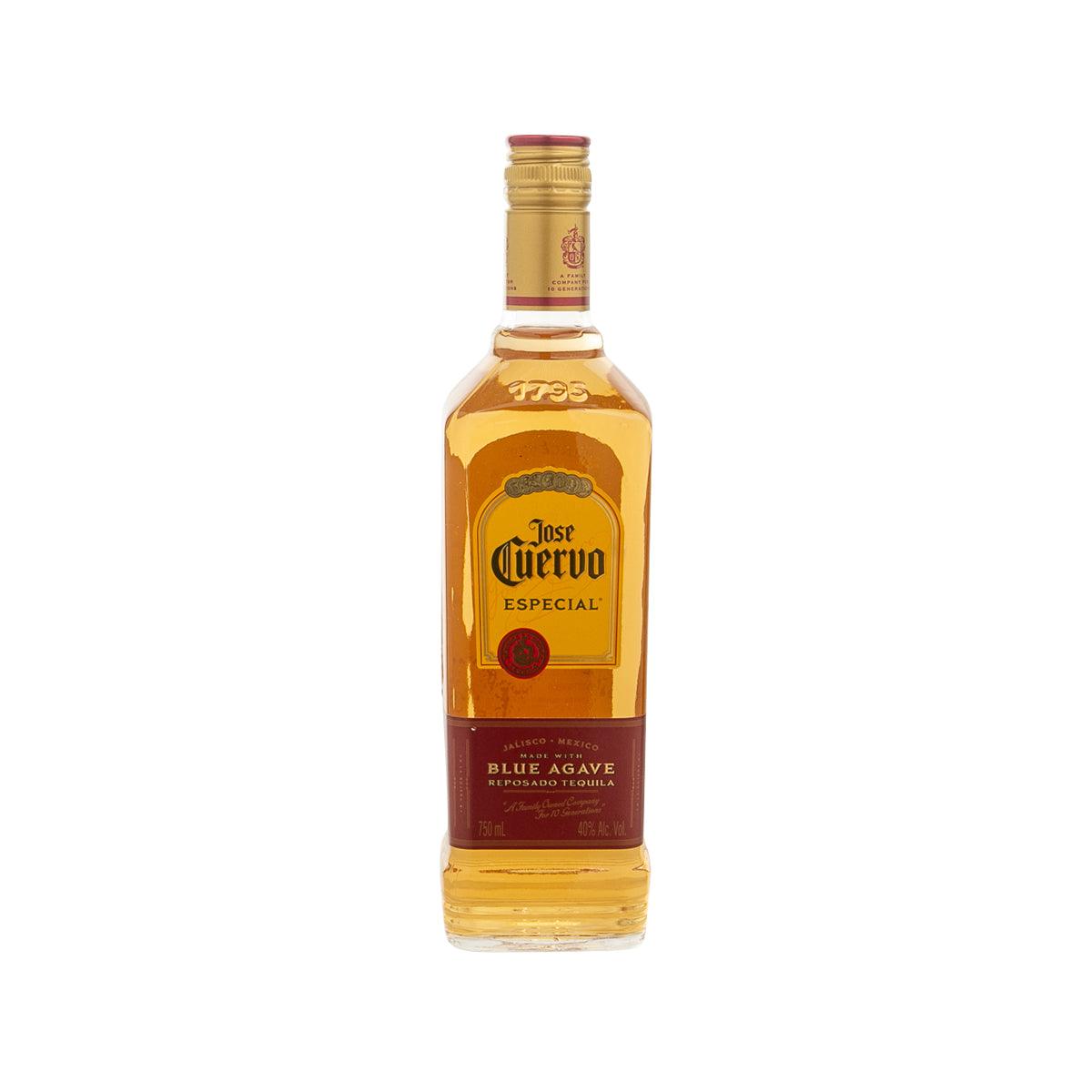 Jose Cuervo Especial tequila bottle with gold label and amber glass