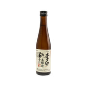 RIHAKU sake bottle, brown glass with black cap and cream label, 300 mL