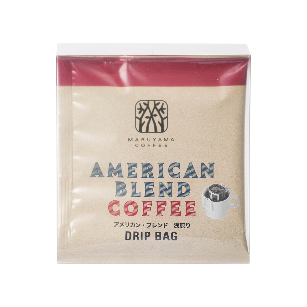 Beige American Blend drip bag coffee sachet with MARUYAMA logo and 'DRIP BAG'