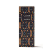 FLORTE loose black tea organic Ceylon tea box, patterned dark packaging