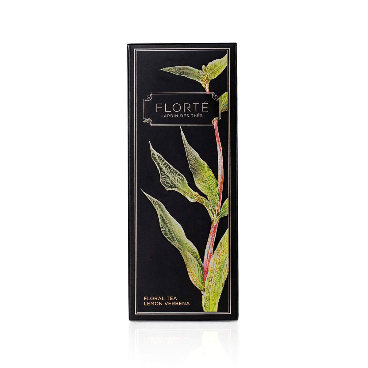 FLORTE loose floral tea box with lemon verbena botanical illustration