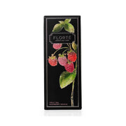 FLORTE loose fruit tea box, Raspberry Razzle flavor with raspberry fruit illustration