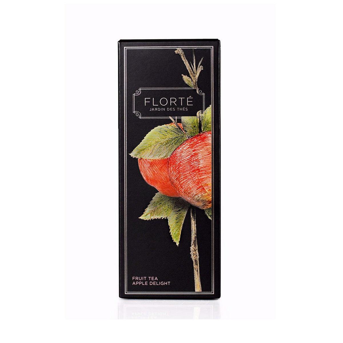 FLORTE loose fruit tea box with apple illustration, Apple Delight