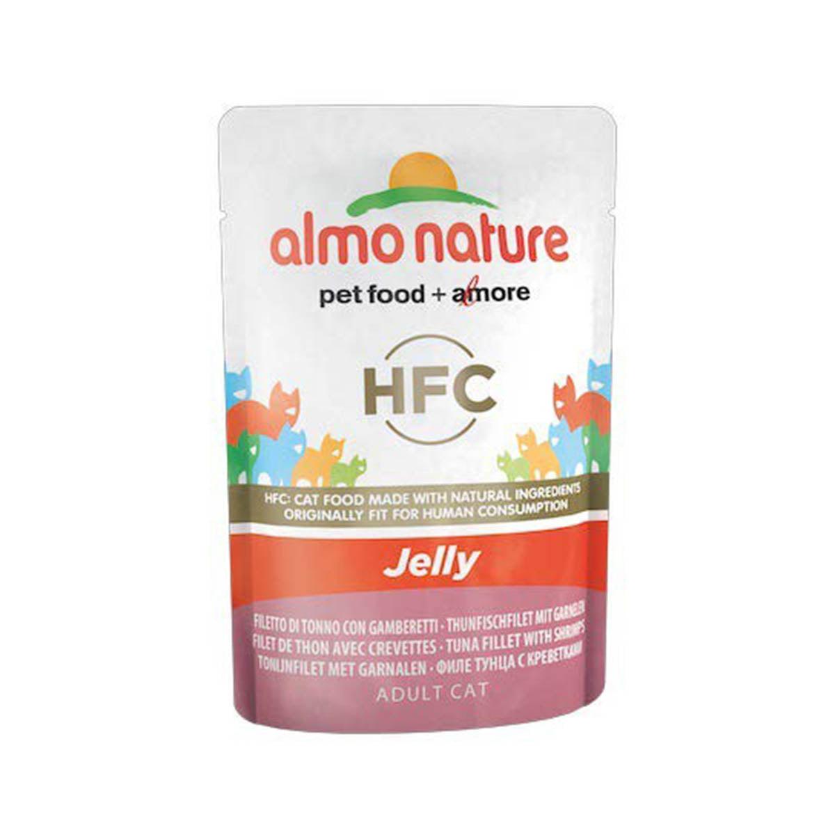 ALMO NATURE cat jelly pouch: tuna fillet with shrimps, adult cat, 55g