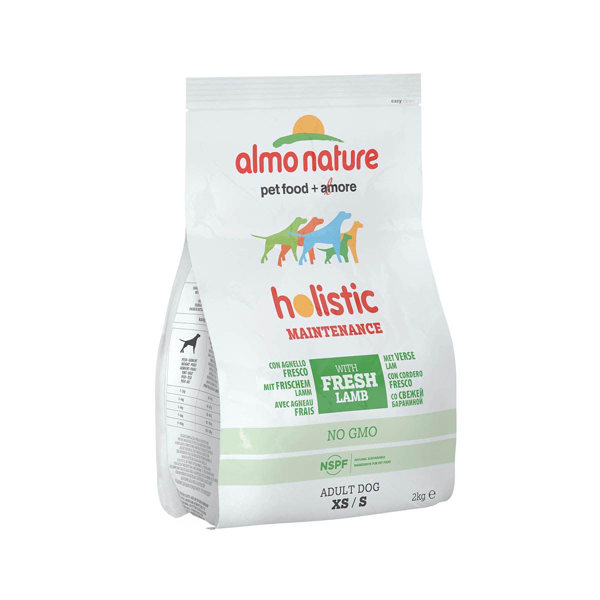 Almo Nature holistic dog food with lamb, adult XS/S 2kg dry kibble bag