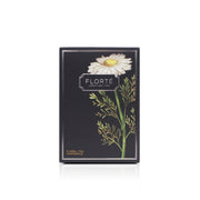 FLORTE chamomile floral tea box with black packaging and flower illustration