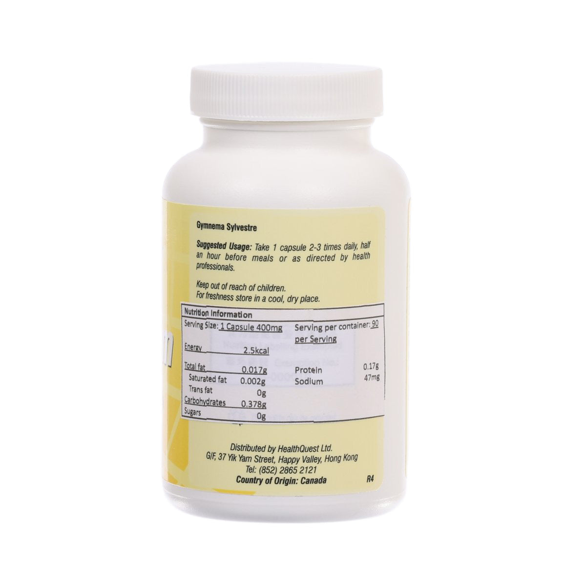 Health Quest Bodyslim bottle back label with supplement facts and directions