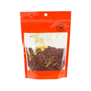 Red beans in sealed stand-up pouch, visible dried beans inside