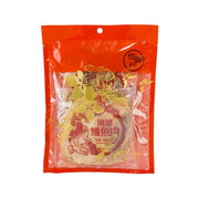 Dried crocodile meat in red stand-up pouch with clear window, 150g