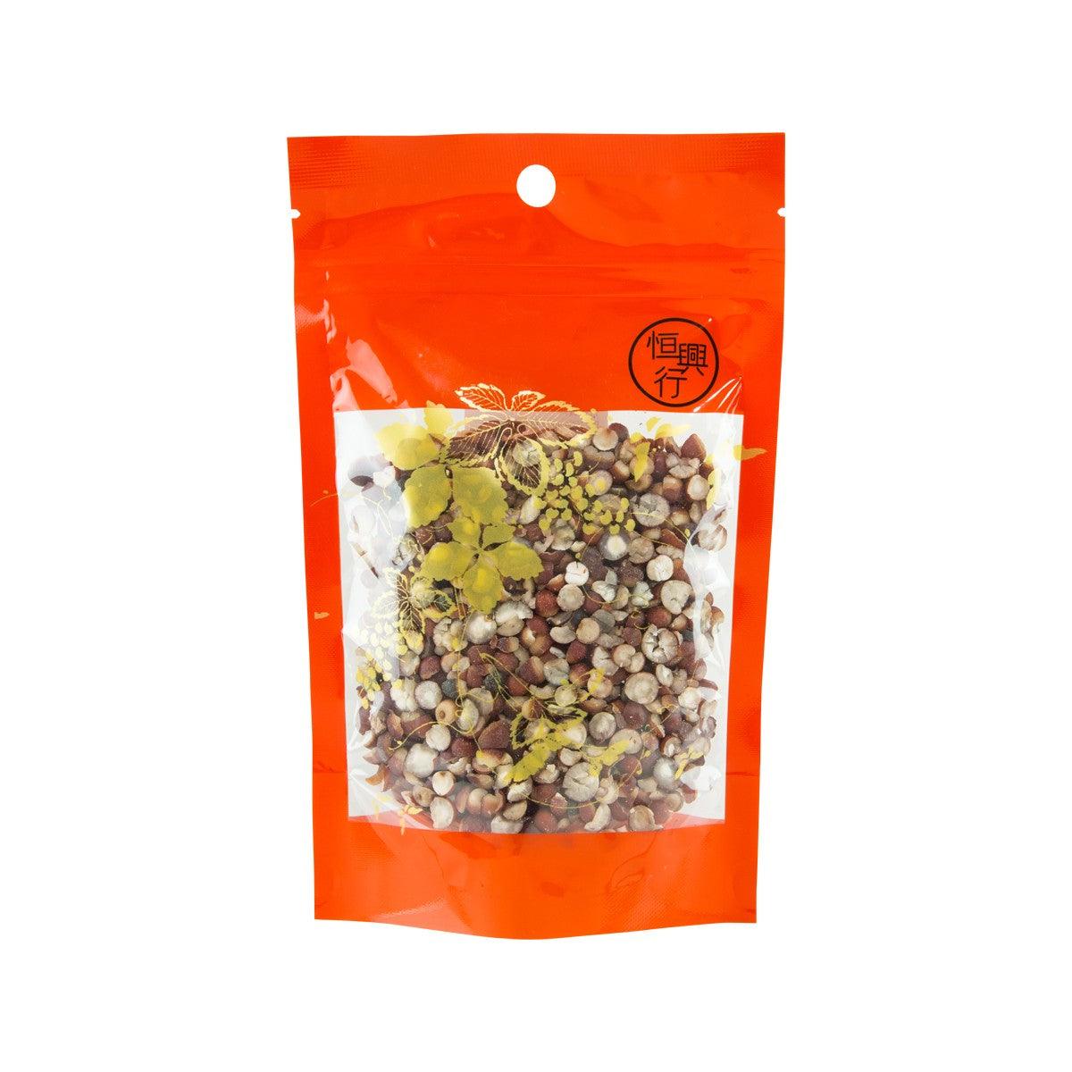 Cooked fox nuts 200g in orange resealable pouch with clear front window