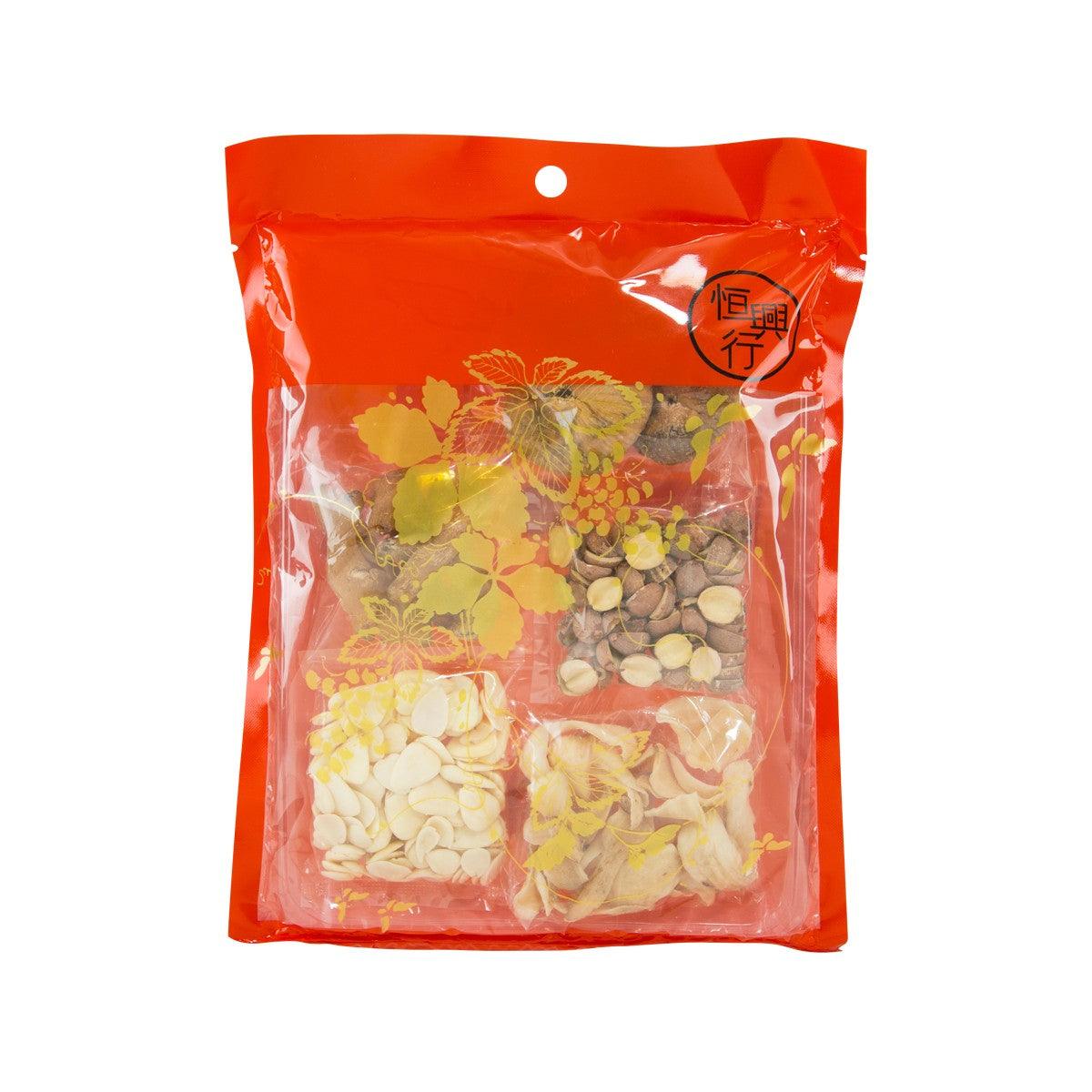 Beauty moisture soup pack pouch with mixed dried ingredients, red foil sachet