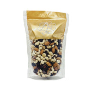 Dried berries and nuts mix in foil pouch, assorted cashews and raisins