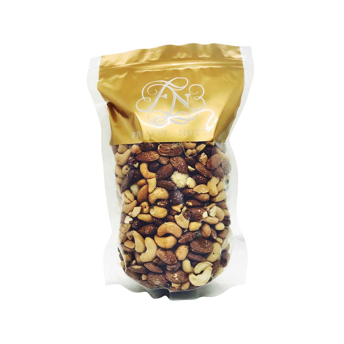 FRUTTI NUTTI roasted salted nuts mix in sealed stand-up pouch