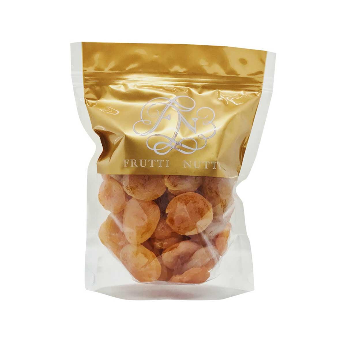 FRUTTI NUTTI dried apricots in sealed pouch, visible fruit pieces