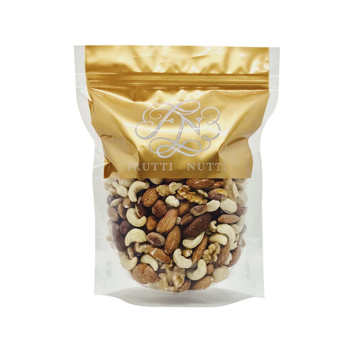 FRUTTI NUTTI mixed nuts pouch filled with assorted nuts, stand-up bag