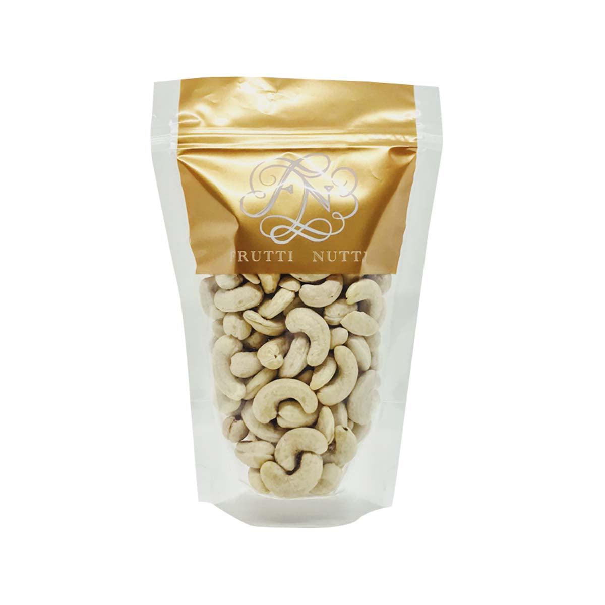FRUTTI NUTTI cashew nuts in stand-up foil pouch, beige kernels