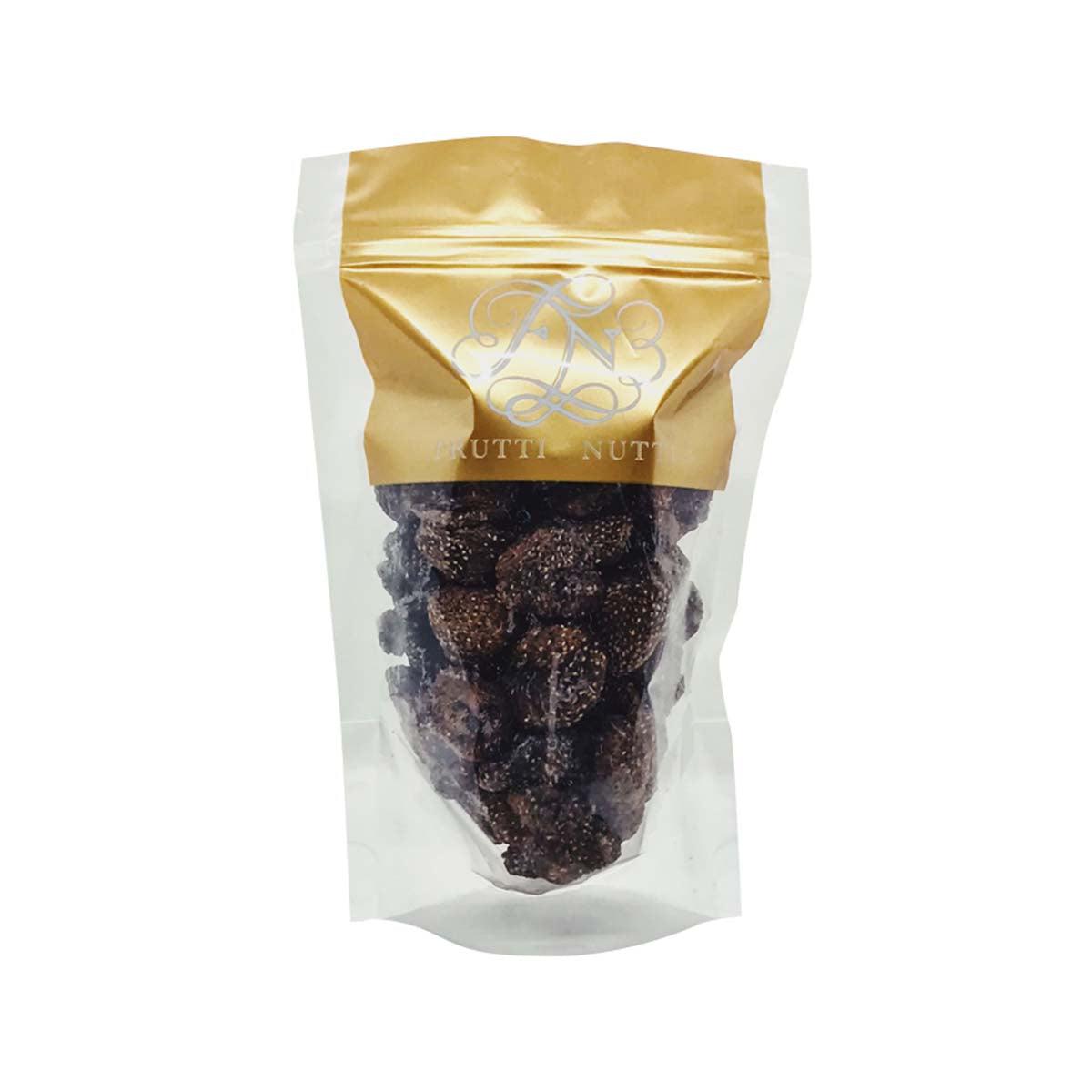 FRUTTI NUTTI USA dried strawberry bag with dark dried strawberry pieces