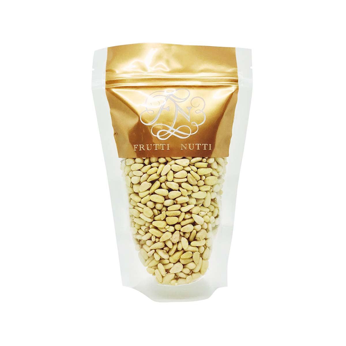 FRUTTI NUTTI pine nuts in sealed stand-up bag, pale kernels