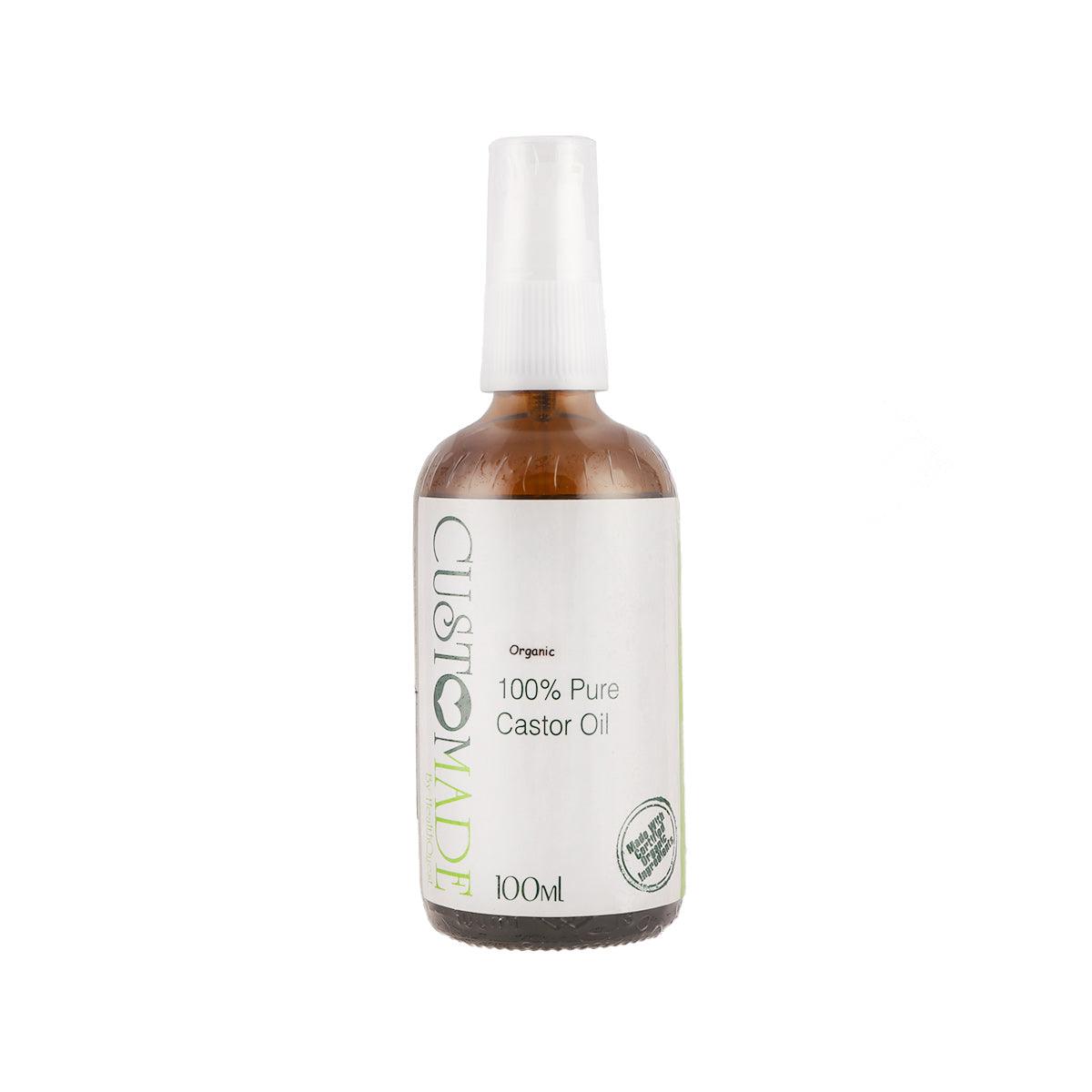 HEALTH QUEST organic 100% pure castor oil bottle, 100 mL, with pump cap