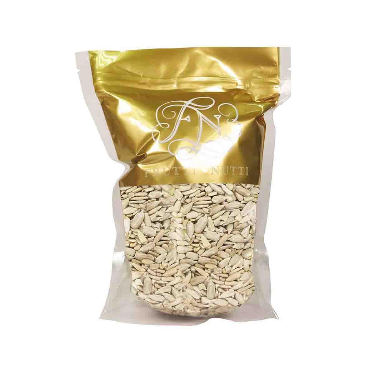 Sunflower seeds bag (700g) with pale kernels in a gold-and-silver pouch