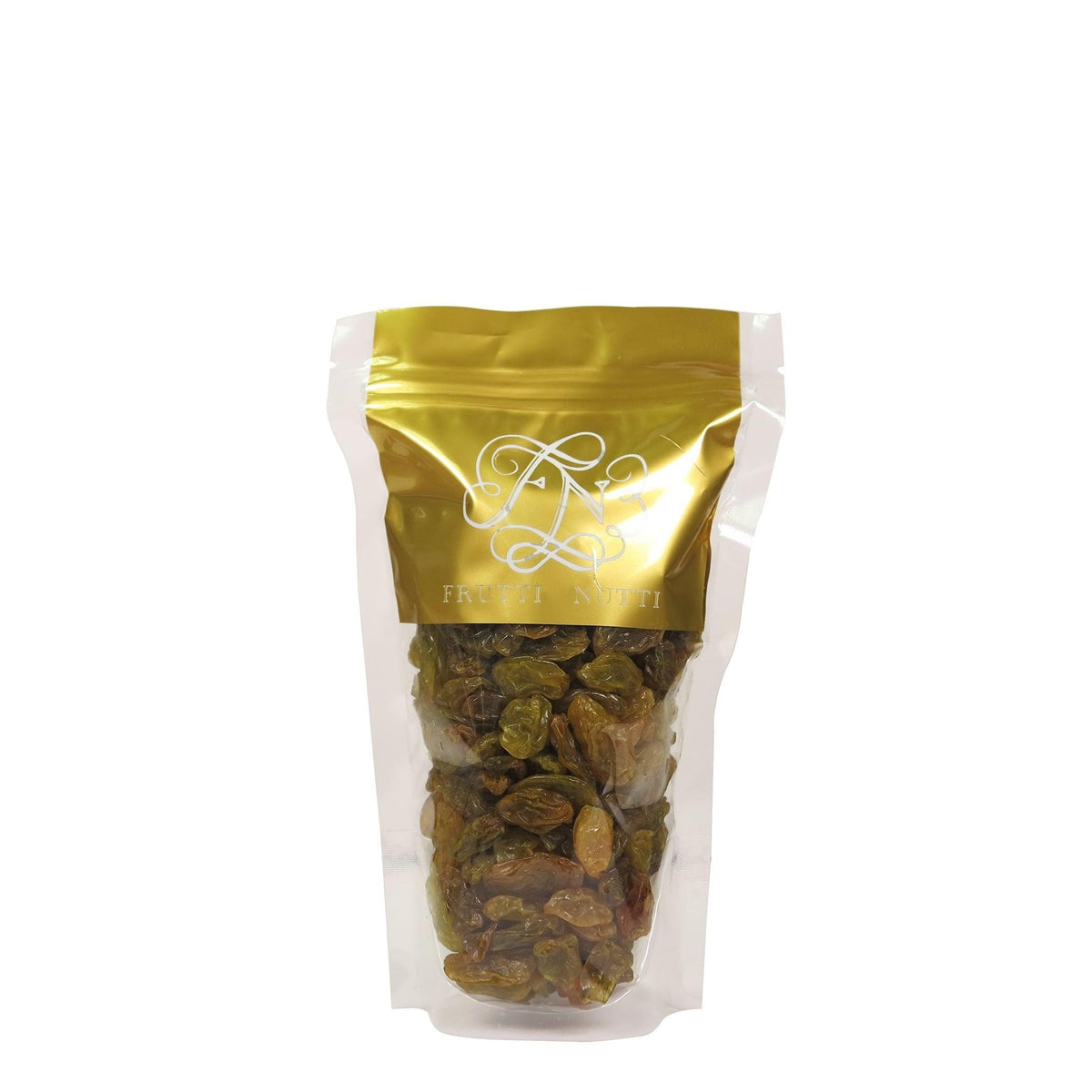 Golden jumbo raisins in resealable pouch